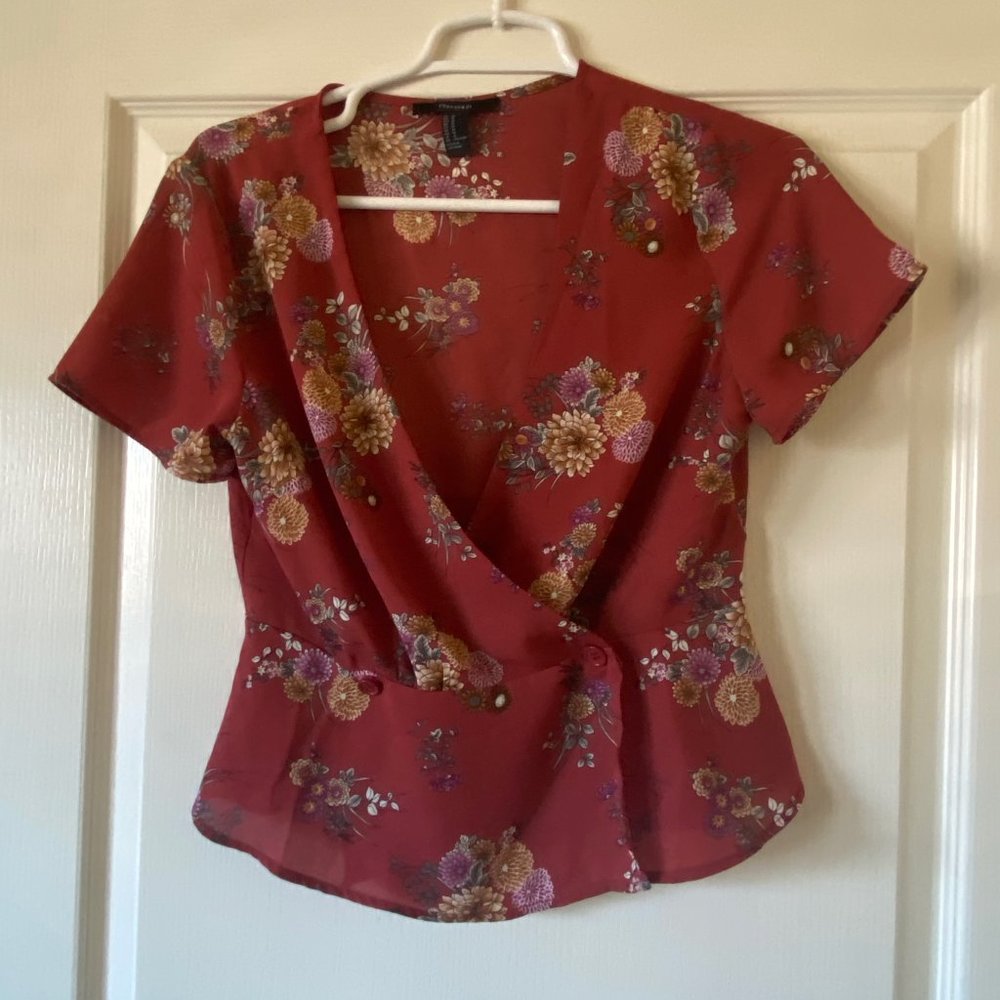 Floral Crop Wrap Top